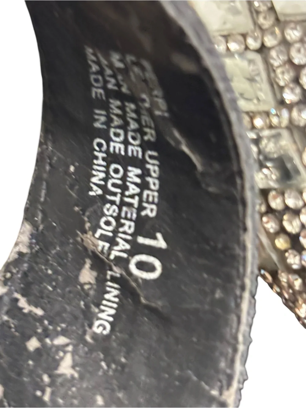 Yellow Box Black Sandals with Silver Beaded Straps Size 10 - Picture 6 of 10